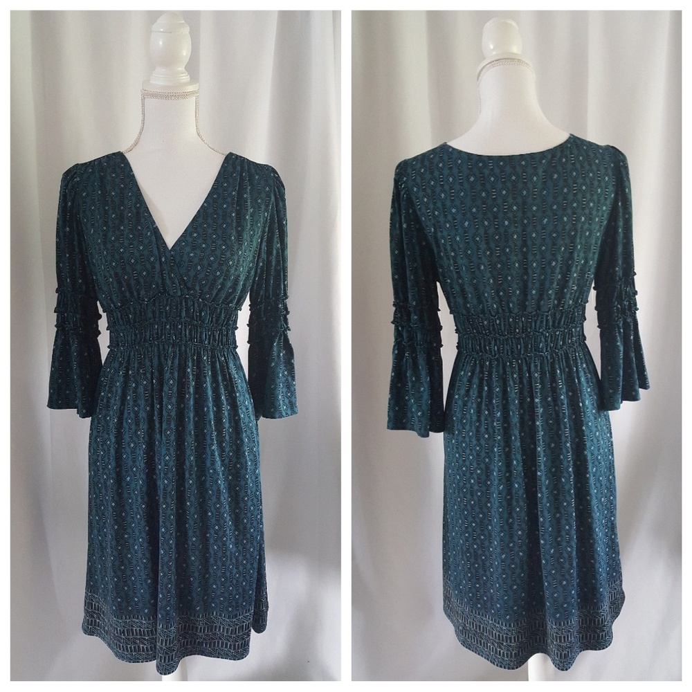 MAX STUDIO Blue Geo Print DRESS